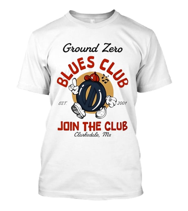 Ground Zero Blues Club Join The Club Clarksdale MS Est 2001 Walking Music Notes T-Shirt