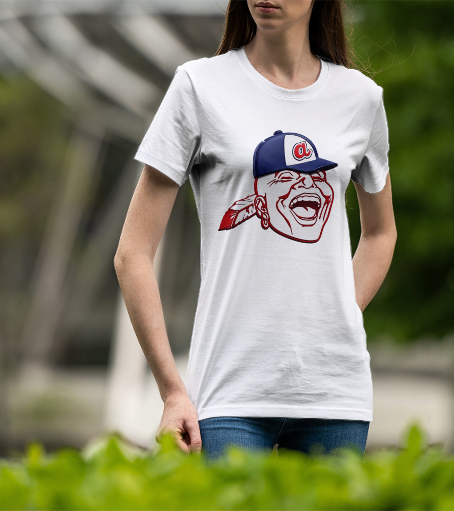 Hank Aaron Era 1970s Atlanta Braves Chief Cap T-Shirt