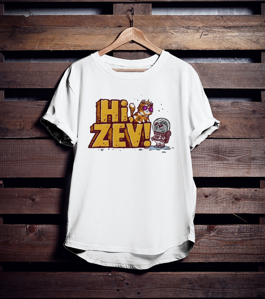 Hi Zev Cartoon Calico Cat Sunglasses Astronaut Creature T-Shirt