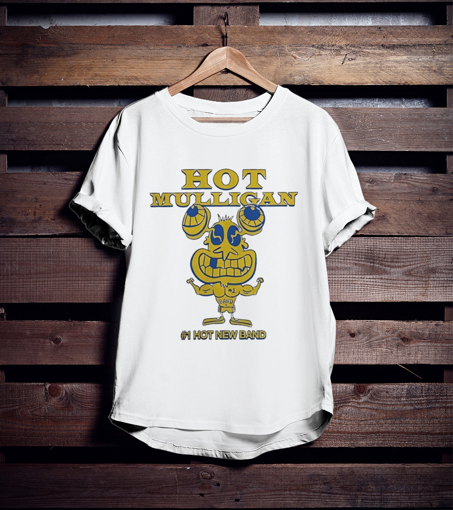 Hot Mulligan New Band Cartoon Flexing Biceps Yellow Version T-Shirt