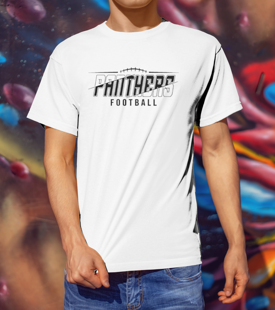 Panthers Football Diagonal Split Line Laces T-Shirt