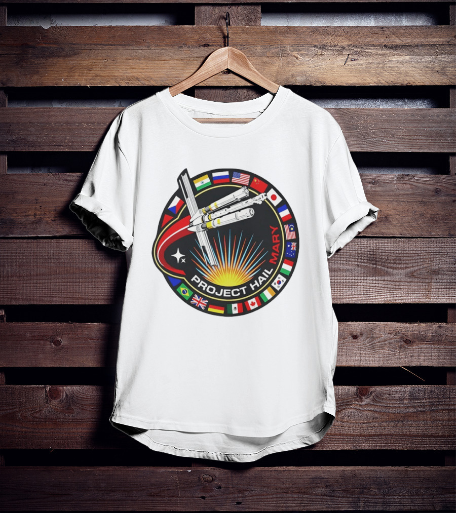 Project Hail Mary Ryland Grace Sci Fi Spacecraft Mission Flags T-Shirt