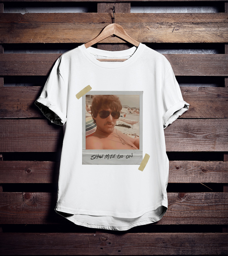 Show Must Go On Man At Beach Retro Style Polaroid T-Shirt