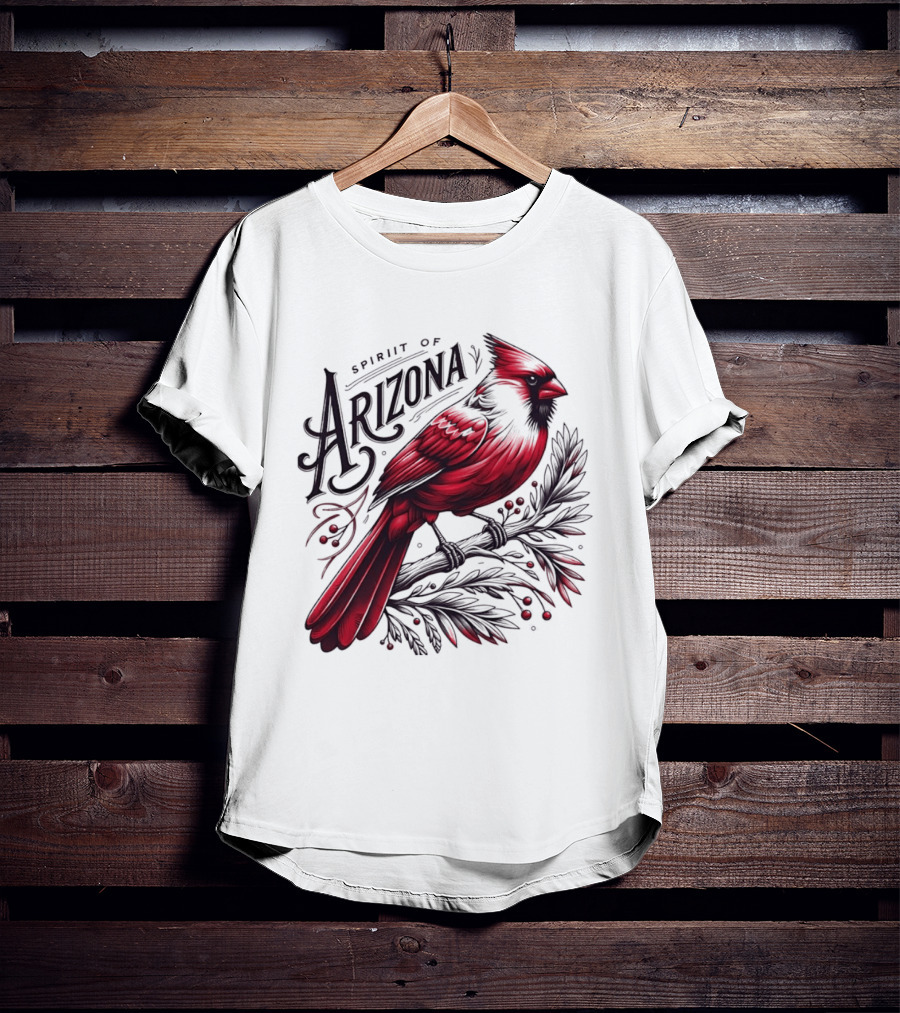 Arizona Red Cardinal Spirit Perched On Branch Berries T-Shirt