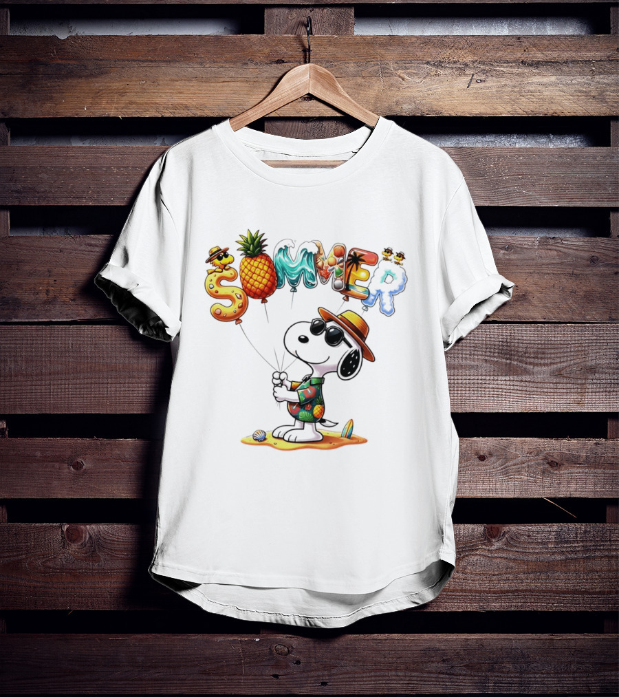 Snoopy Summer Sunglasses Pineapple Beach Balloons Fun T-Shirt