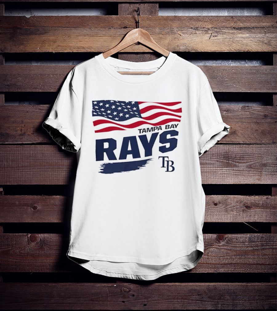 Tampa Bay Rays MLB American Flag Brush Stroke TB T-Shirt