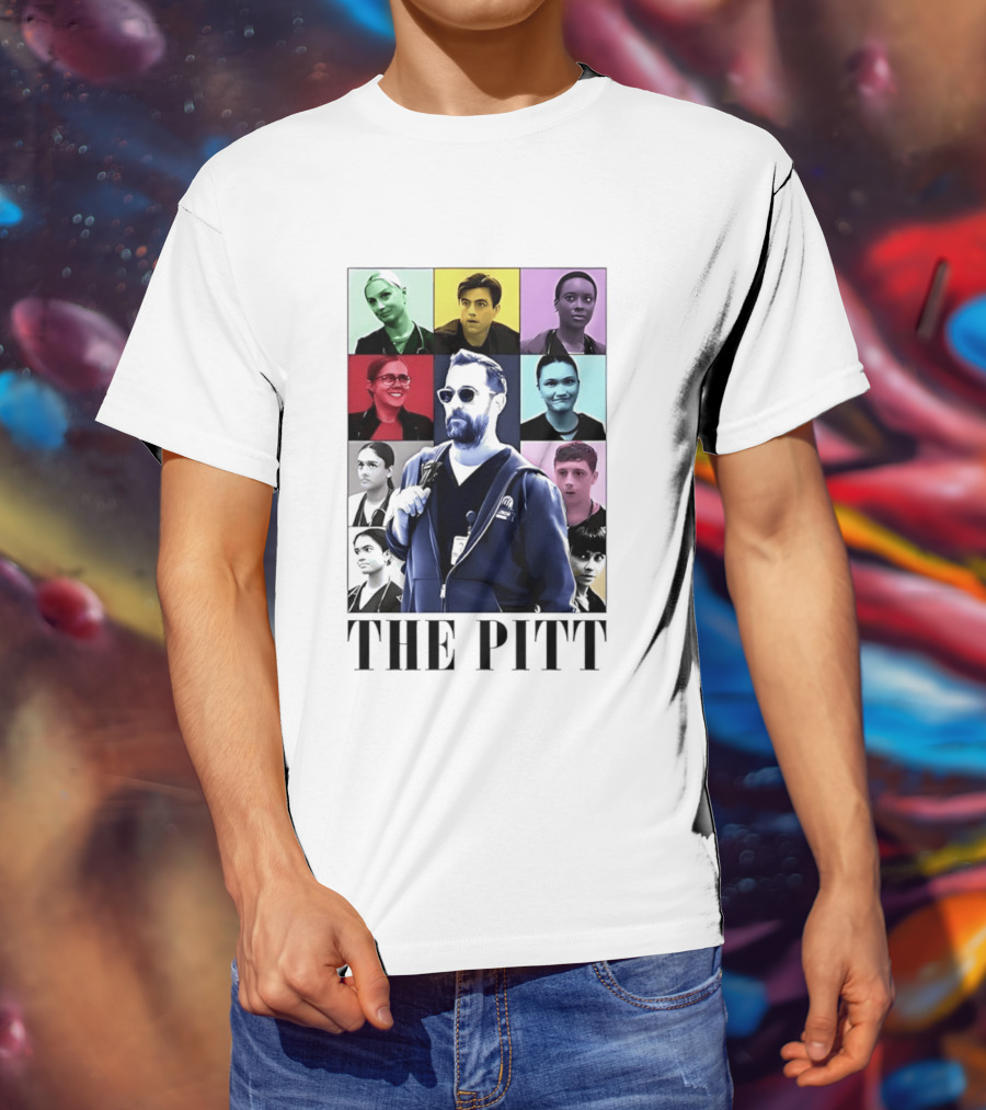 The Pitt Colorful Pop Grid Doctor Portraits Bearded Man In Sunglasses T-Shirt