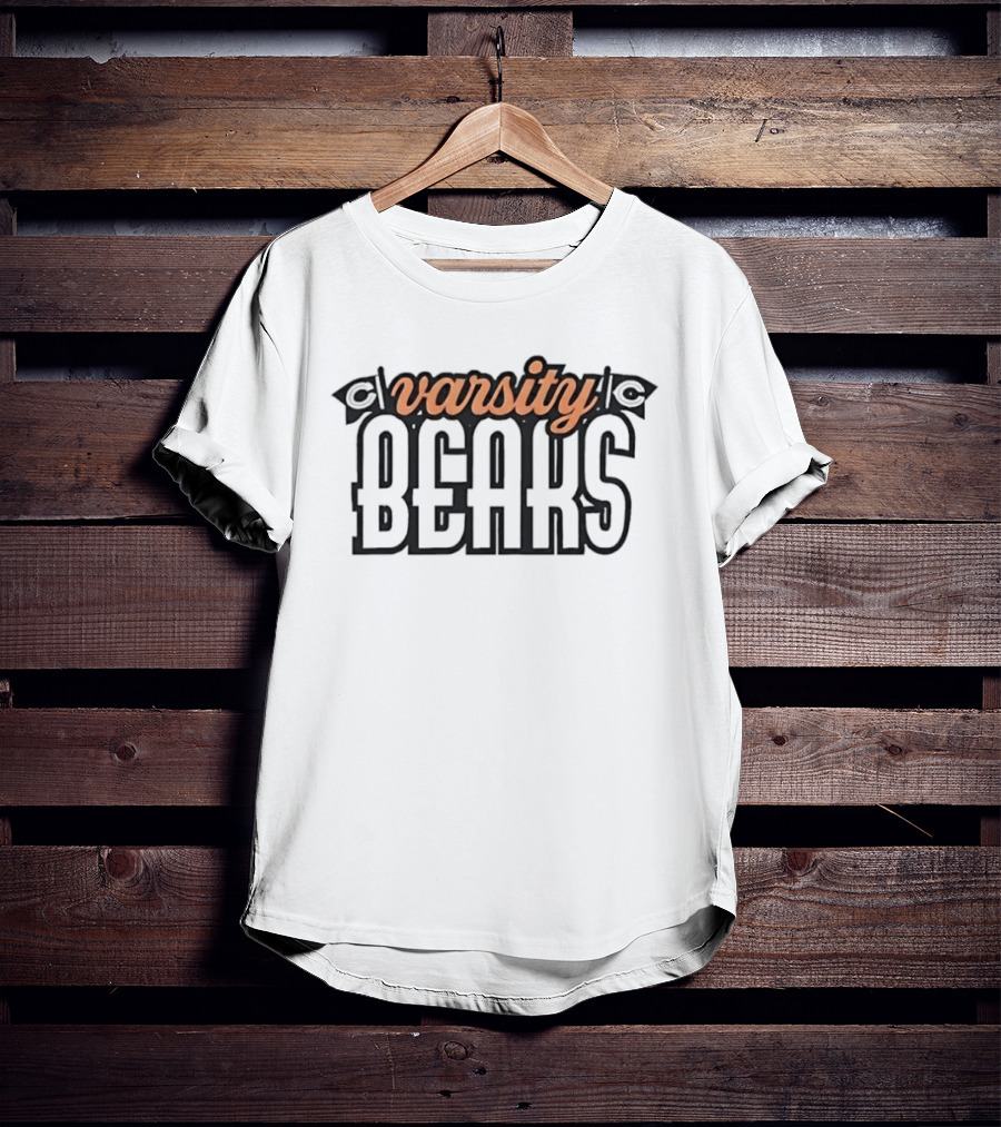 Varsity Bears Banner Peach Script Block Lettering Flags T-Shirt