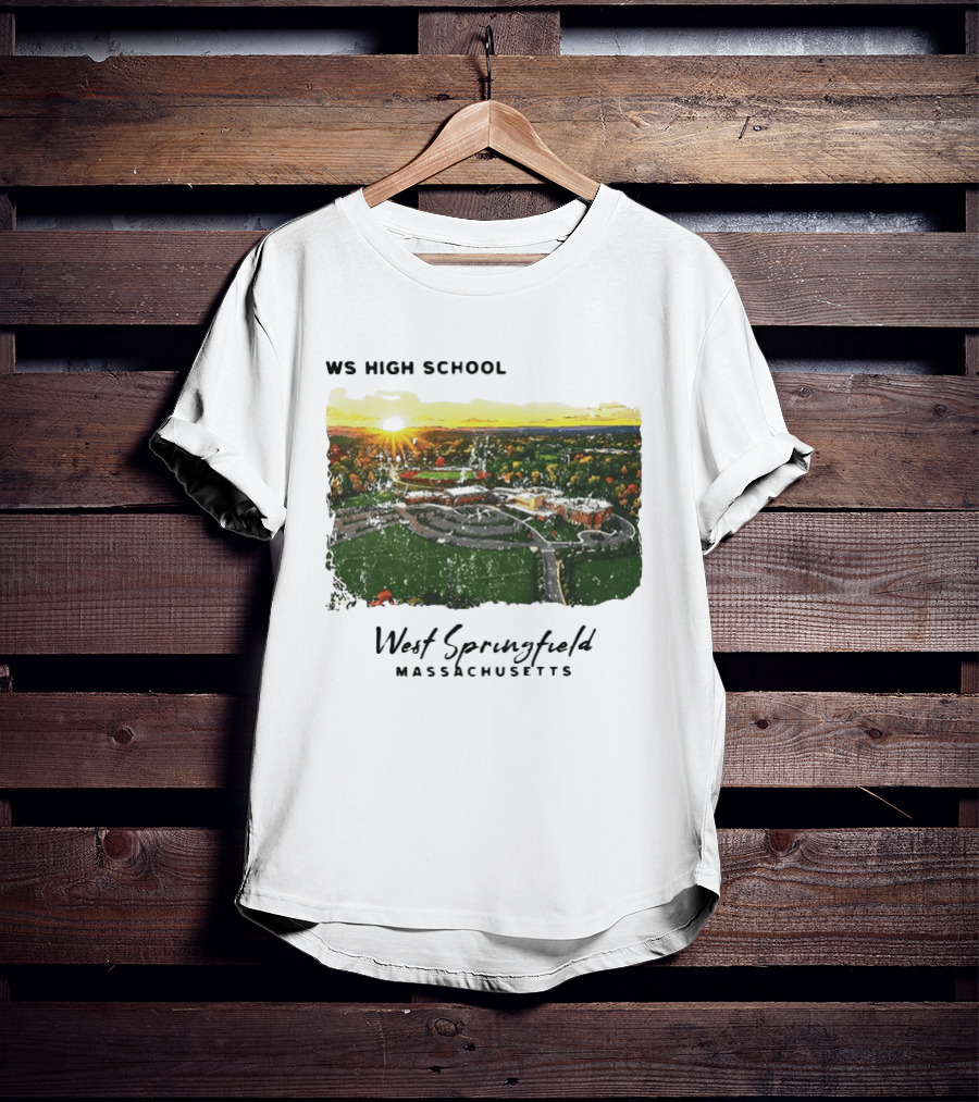 WS High School West Springfield Massachusetts Aerial Sunset Campus Landscape T-Shirt