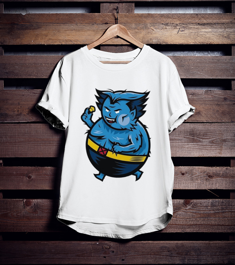 X Men Beast Caricature Cartoon Blue Character Cupcake T-Shirt