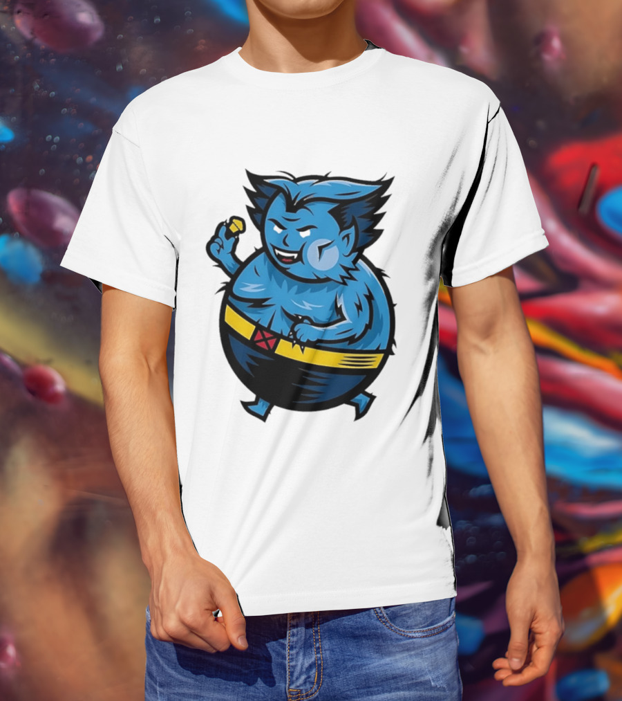 X Men Beast Caricature Cartoon Blue Character Cupcake T-Shirt