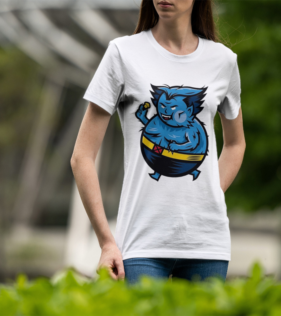 X Men Beast Caricature Cartoon Blue Character Cupcake T-Shirt