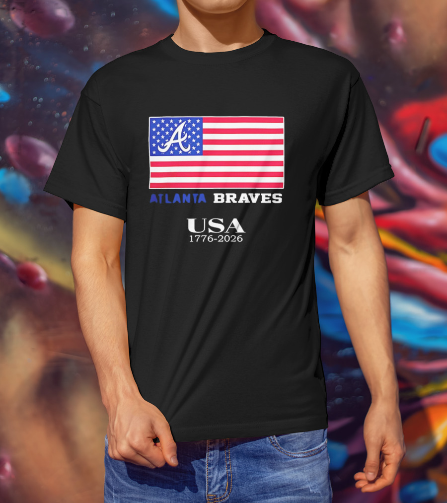 Atlanta Braves USA 1776 2026 American Flag Script A T-Shirt