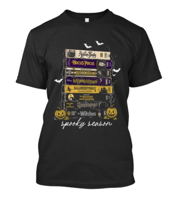 Spooky Season VHS Collection Hocus Pocus Beetlejuice Halloweentown Ghostbusters Halloween Movies T-Shirt