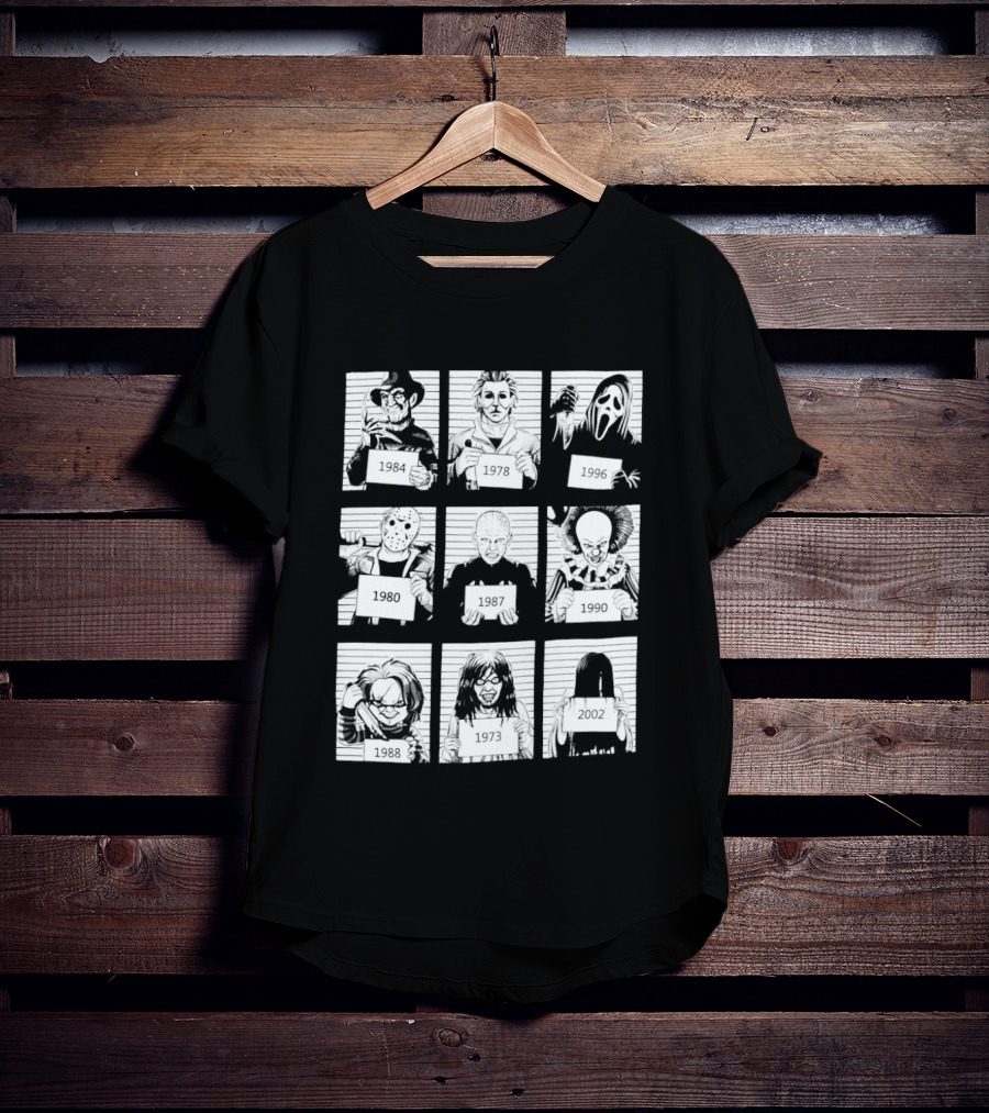 Horror Movie Villain Shot Infamous Characters Collage T-Shirt