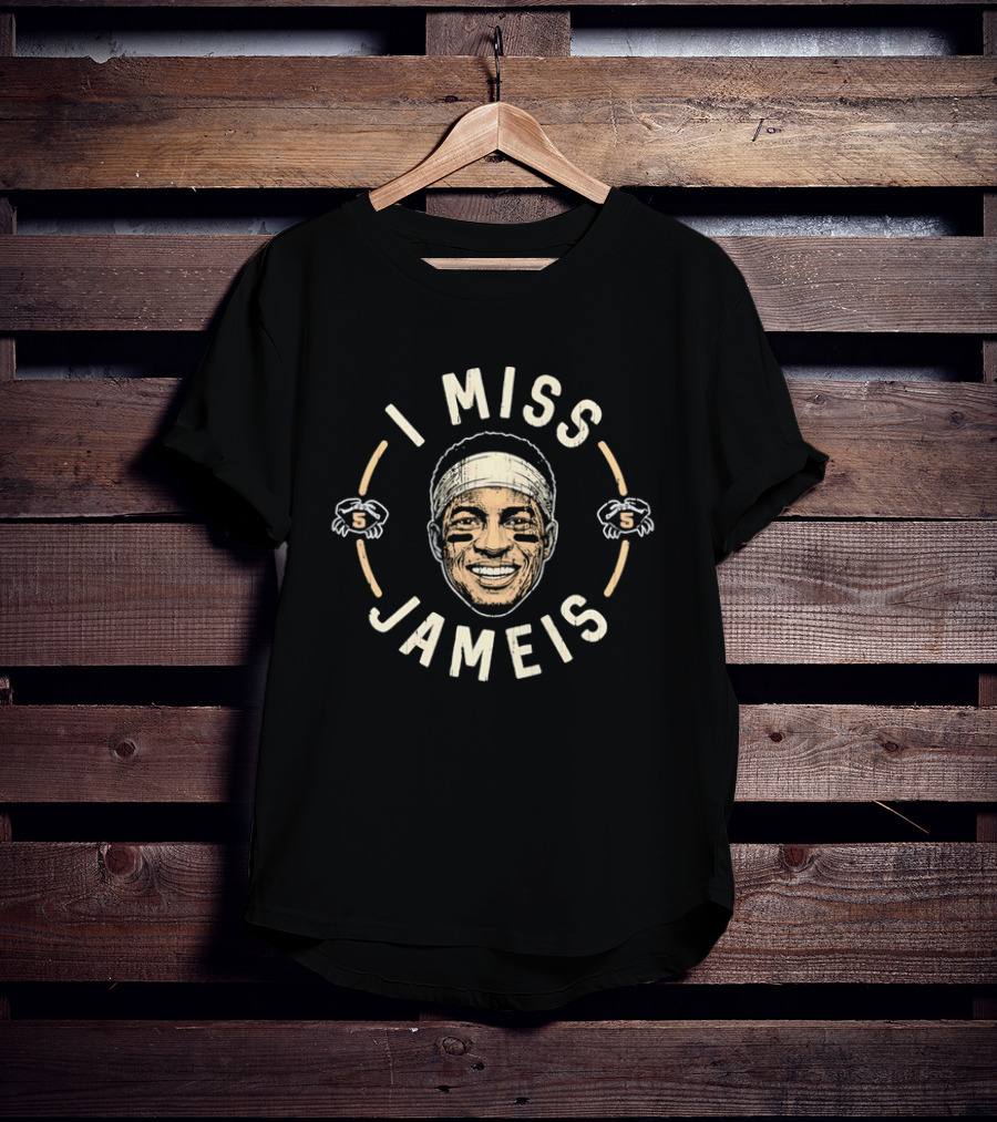 I Miss Jameis Headband Eyeblack Crab Caricature Distressed T-Shirt