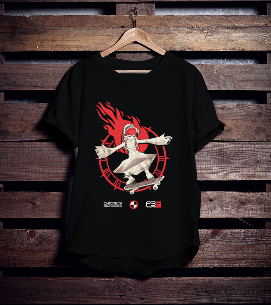 Chidoris Sickness Persona3 Fes P3F Flame Skater T-Shirt