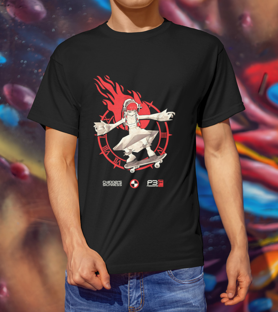 Chidoris Sickness Persona3 Fes P3F Flame Skater T-Shirt