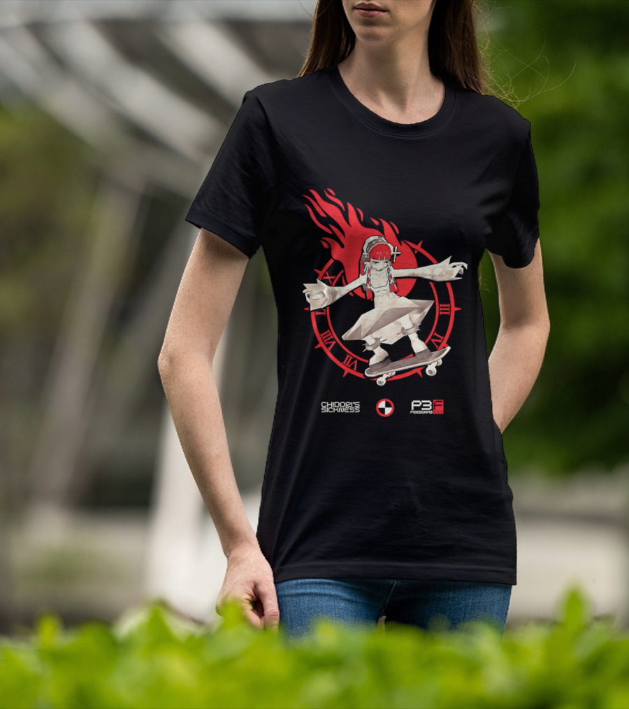 Chidoris Sickness Persona3 Fes P3F Flame Skater T-Shirt