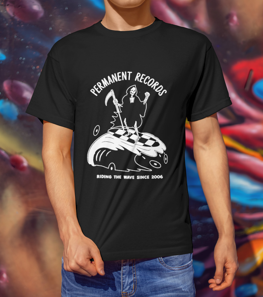 Permanent Records Grim Reaper Riding The Wave Since 2006 T-Shirt
