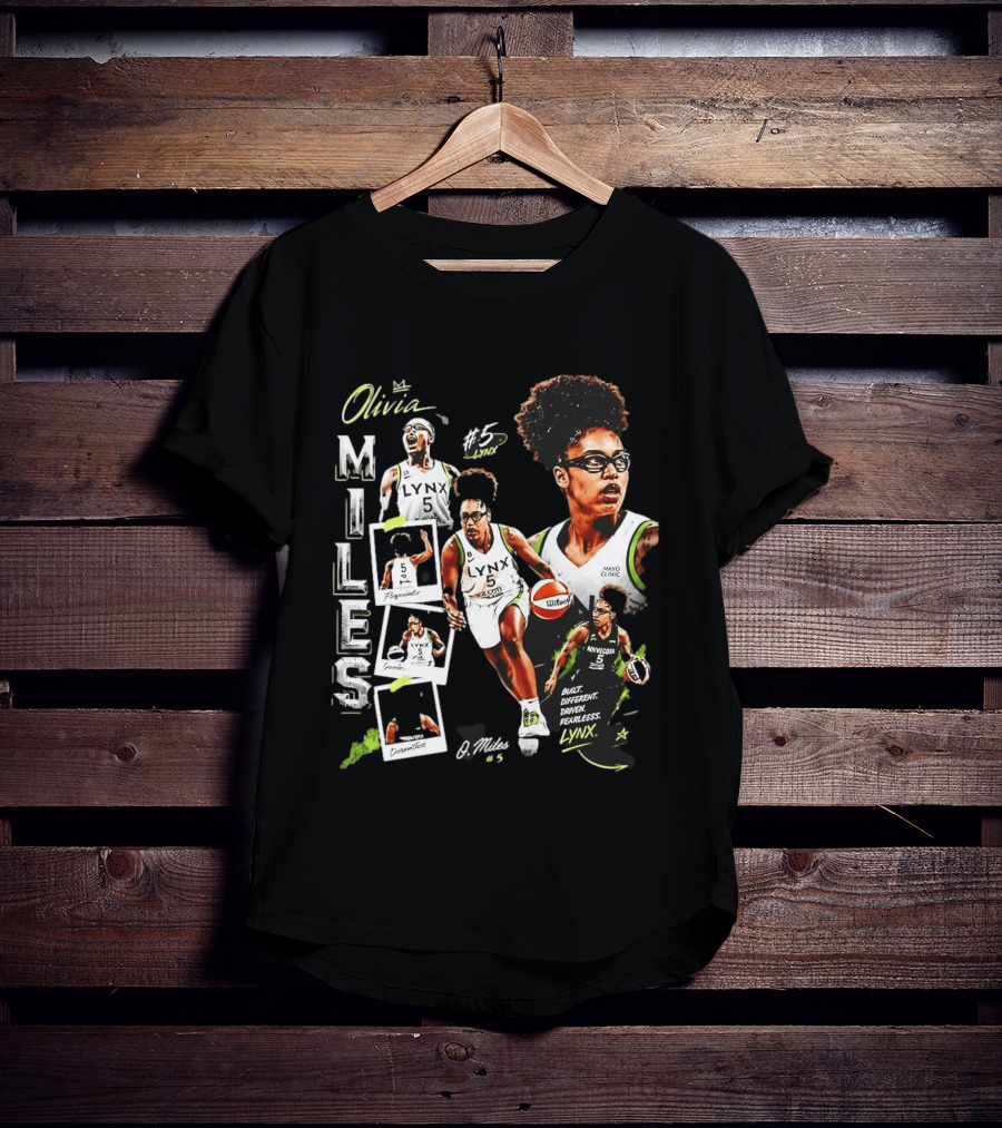Olivia Miles No 5 Minnesota Lynx Fearless Driven Determined T-Shirt