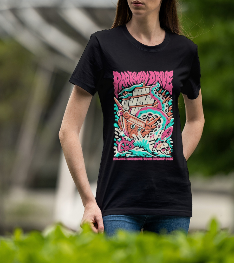 Parkway Drive Killing Horizons Tour Adelaide August 2026 Ship And Tentacle T-Shirt