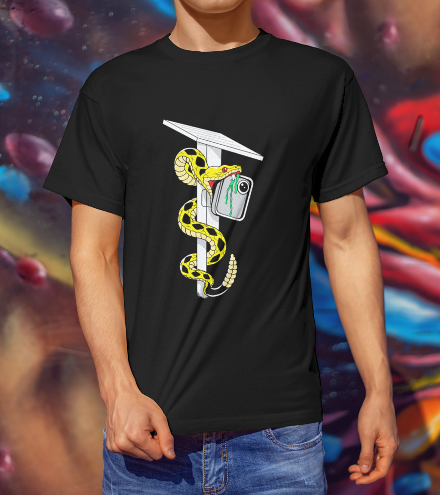 Don't Tread Flock Yellow Snake Wrapped Around Graduation Cap With ID T-Shirt