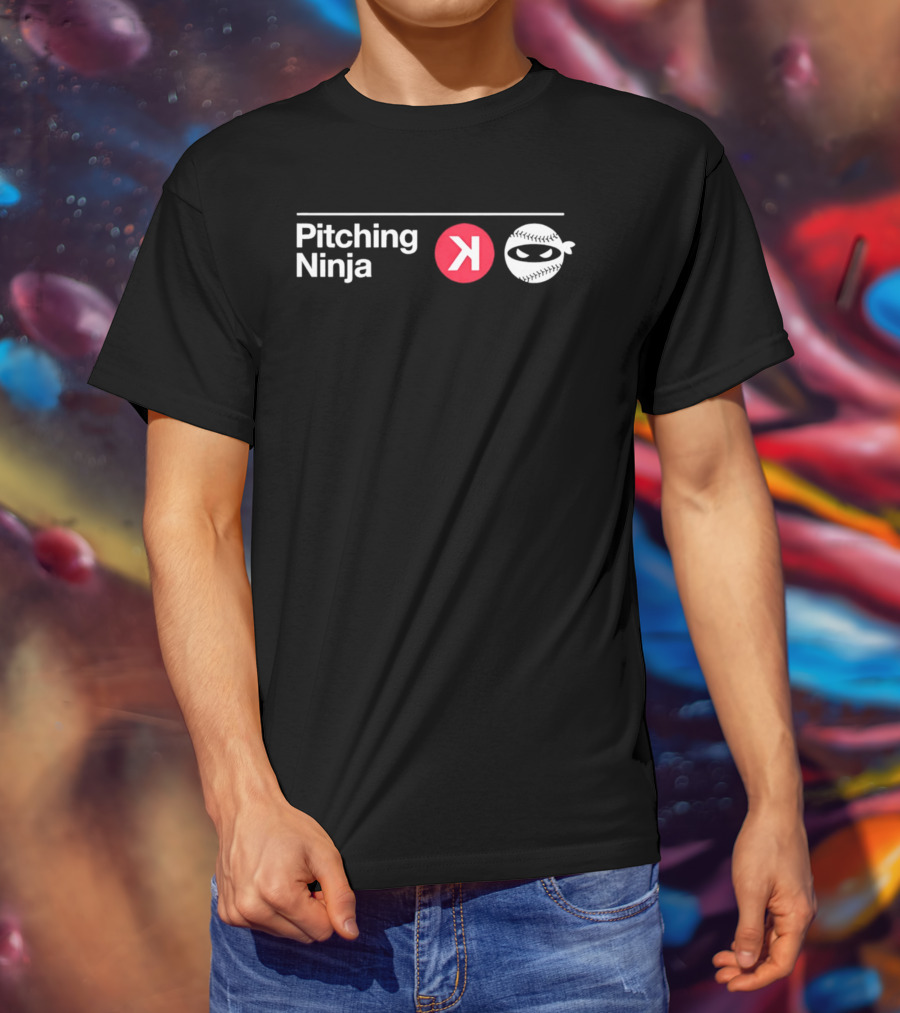 Pitching Ninja Backward K Baseball Mask White Red T-Shirt