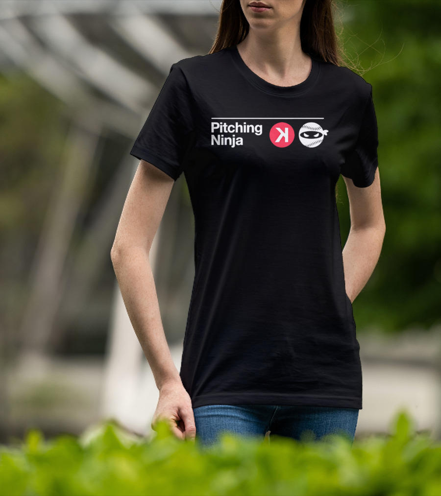 Pitching Ninja Backward K Baseball Mask White Red T-Shirt