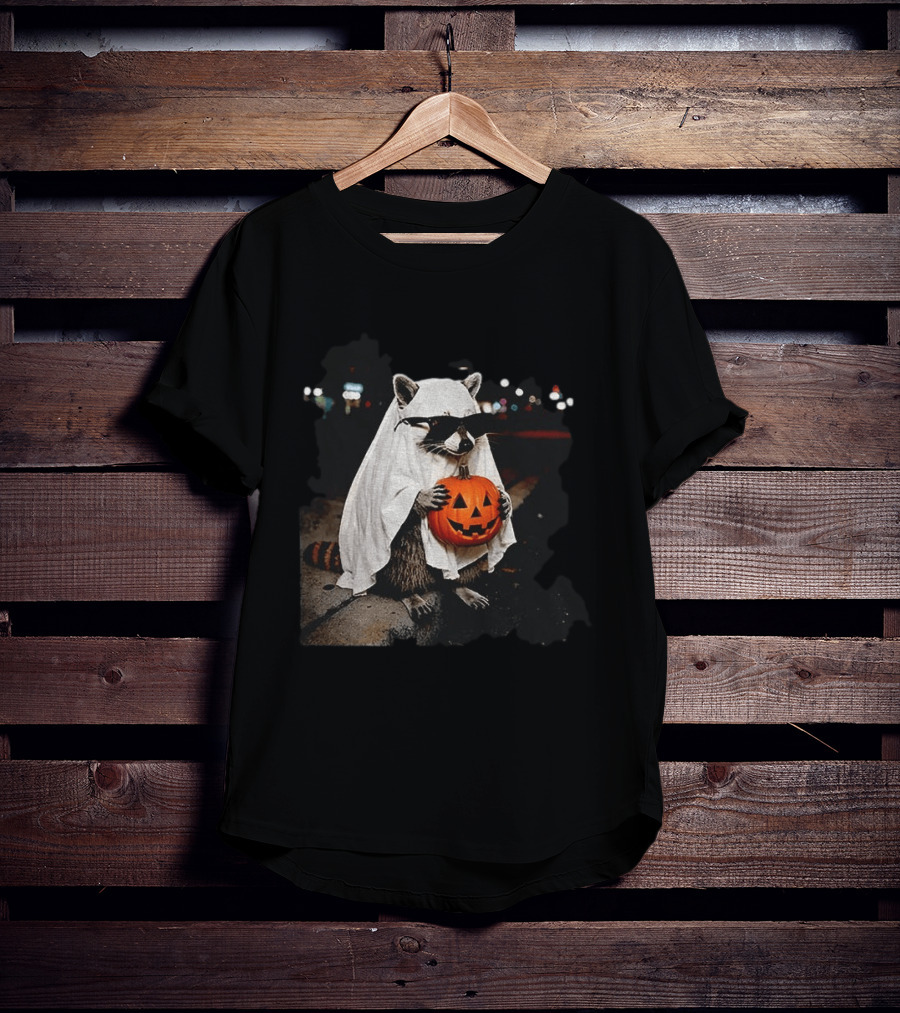 Raccoon Ghost Trick Or Treat Spooky Season Halloween T-Shirt