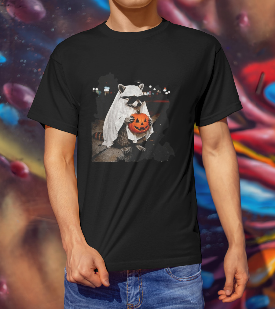 Raccoon Ghost Trick Or Treat Spooky Season Halloween T-Shirt