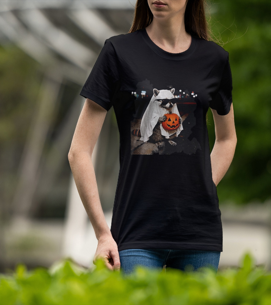 Raccoon Ghost Trick Or Treat Spooky Season Halloween T-Shirt