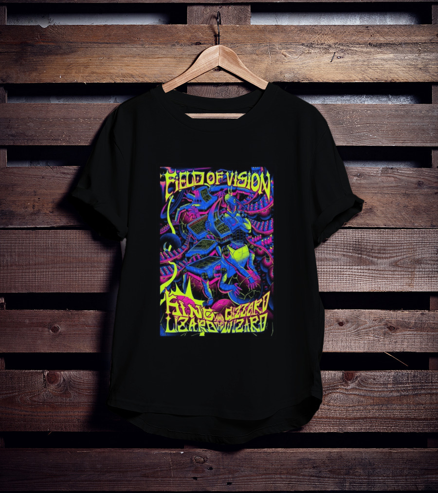 King Gizzard And The Lizard Wizard 2026 Field Of Vision Neon Psychedelic Robot T-Shirt