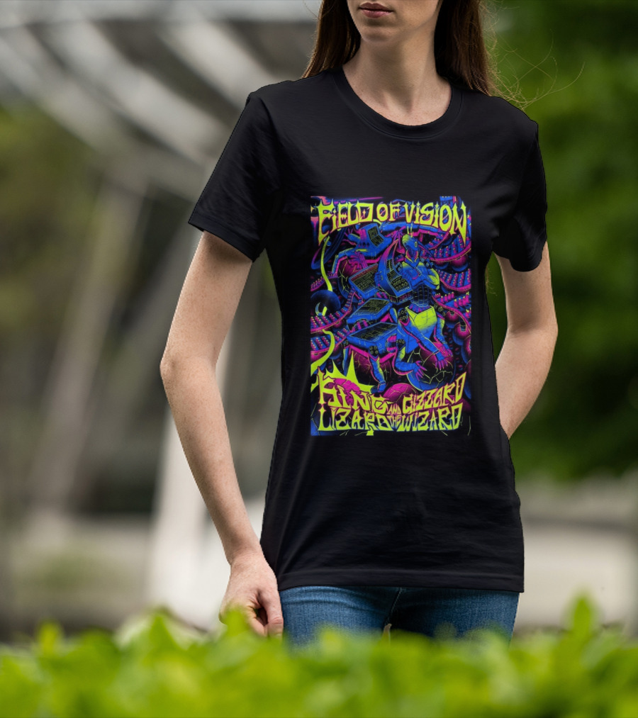 King Gizzard And The Lizard Wizard 2026 Field Of Vision Neon Psychedelic Robot T-Shirt