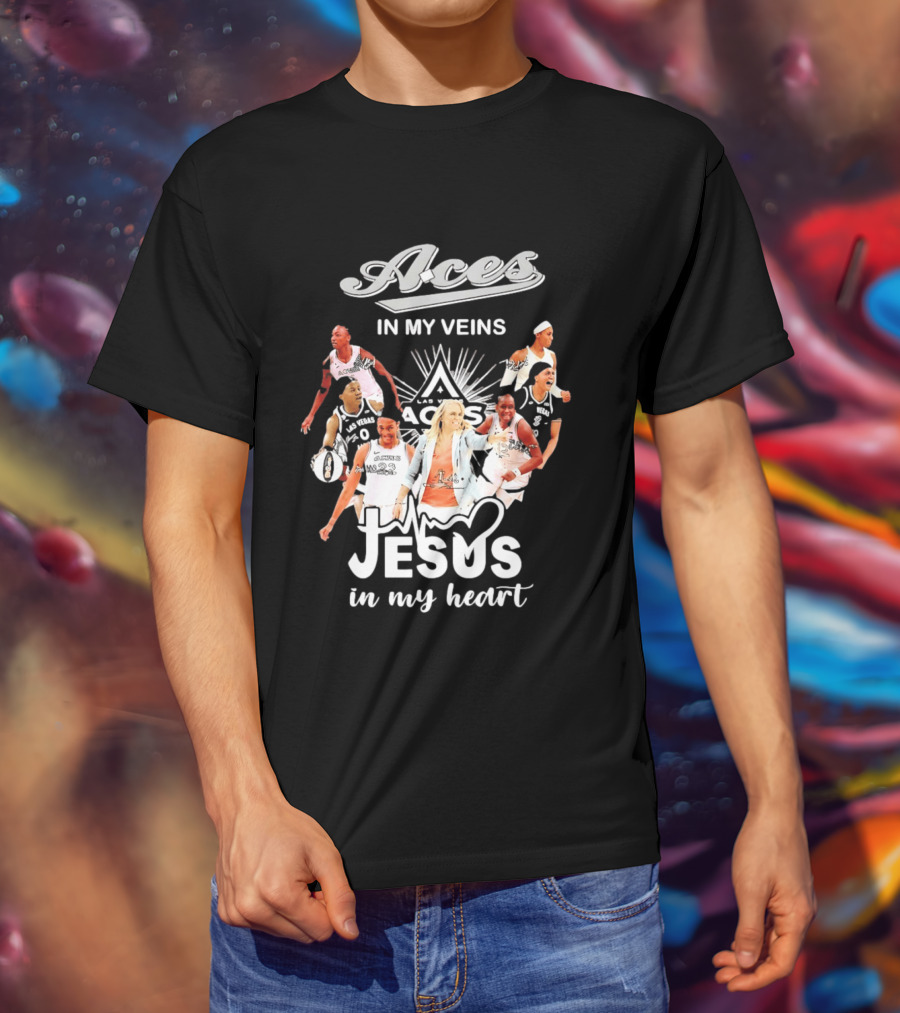 Las Vegas Aces In My Veins Jesus In My Heart WNBA 2026 T-Shirt