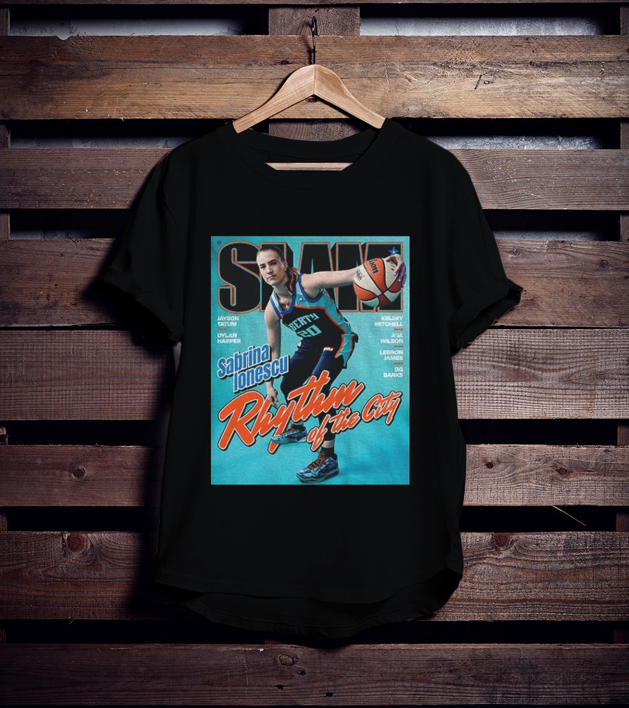Slam Cover 264 Sabrina Ionescu Rhythm Of The City Liberty Basketball T-Shirt