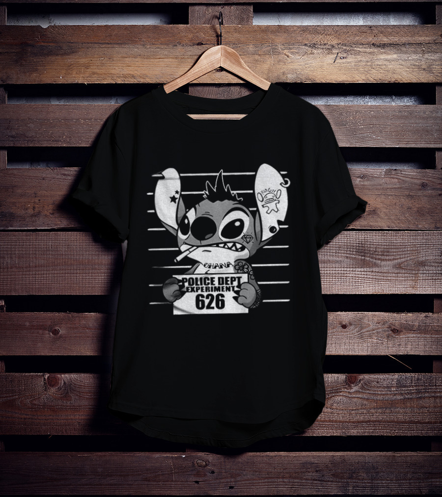 Bad Guy Experiment 626 Police Dept Shot Stitch T-Shirt