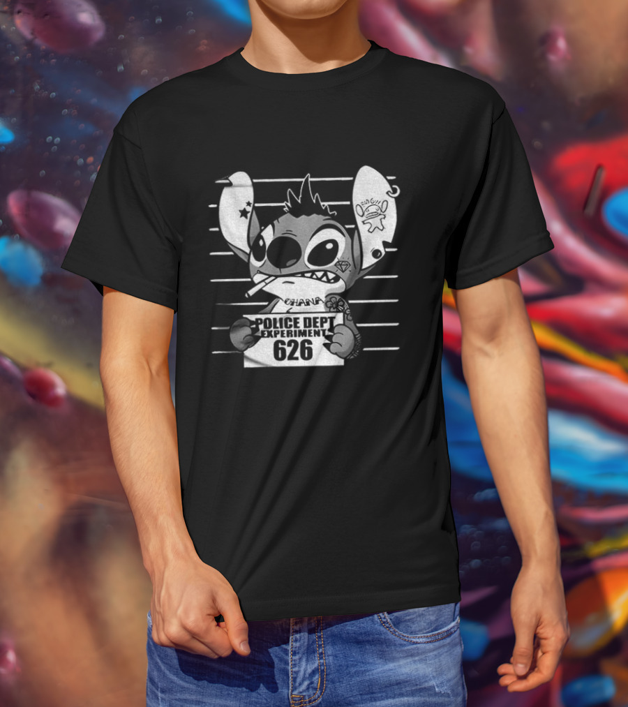 Bad Guy Experiment 626 Police Dept Shot Stitch T-Shirt