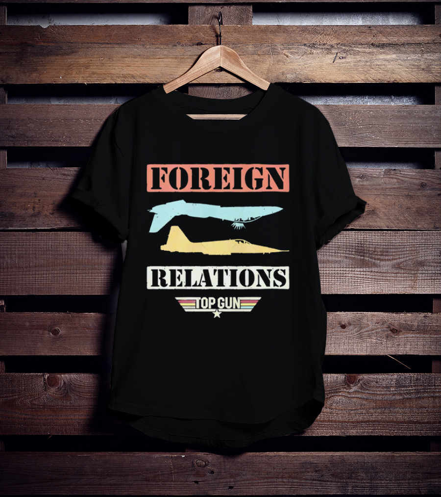 Top Gun Foreign Relations Fighter Jets Distressed Vintage Look T-Shirt