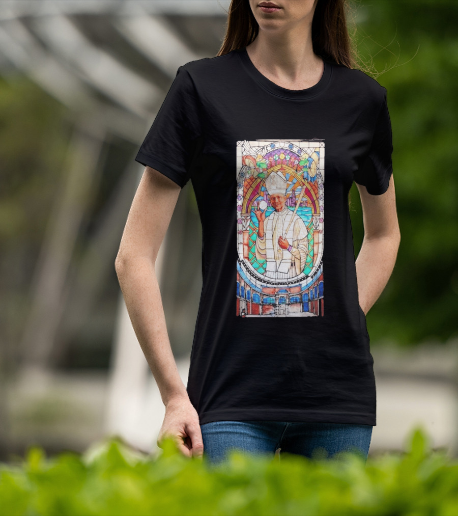 White Sox Pope Hat Stained Glass Painting T-Shirt