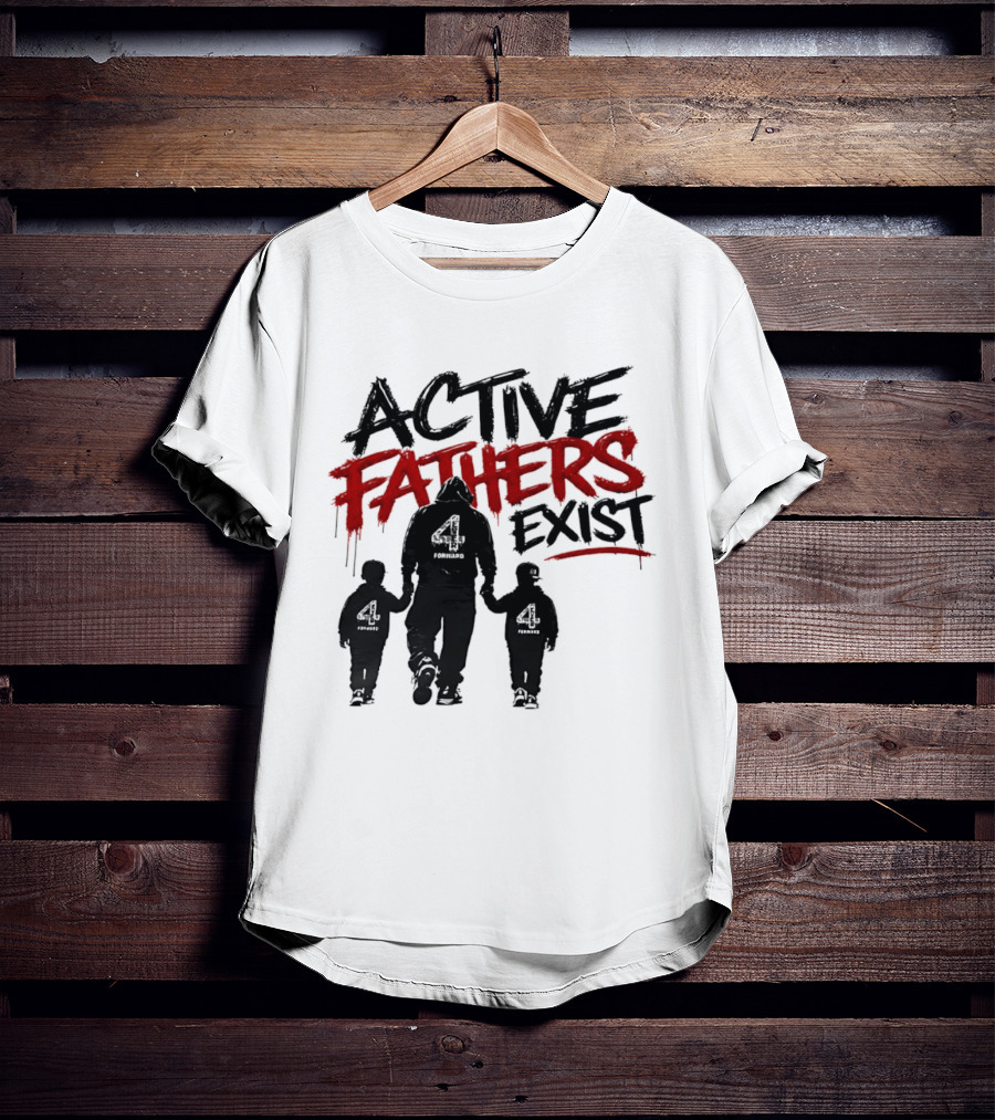 Active Fathers Exist Man Two Boys Walking Holding Hands T-Shirt