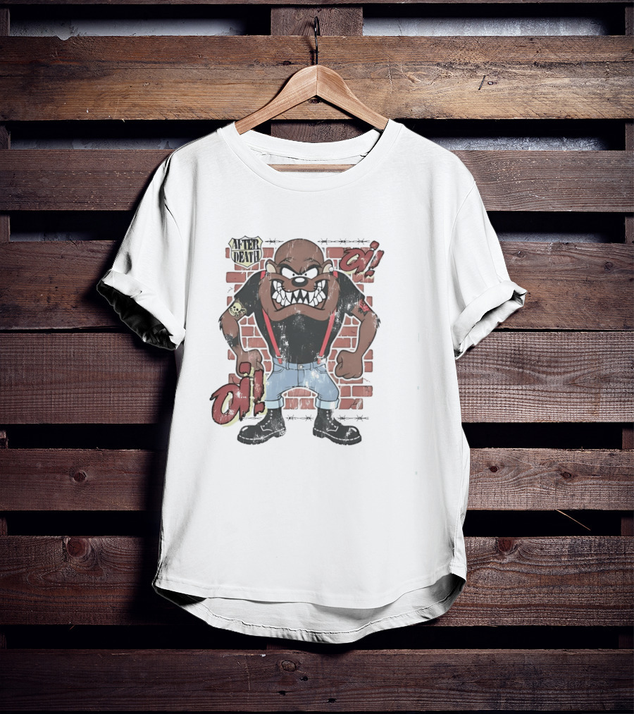 After Death Oi Distressed Skinhead Taz Suspenders Brick Wall T-Shirt