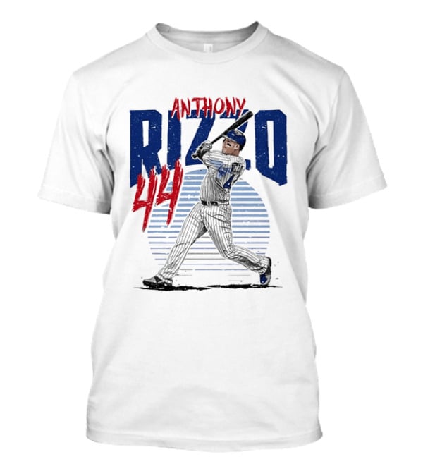 Anthony Rizzo 44 Baseball Batter Swinging Striped Sun Distressed T-Shirt