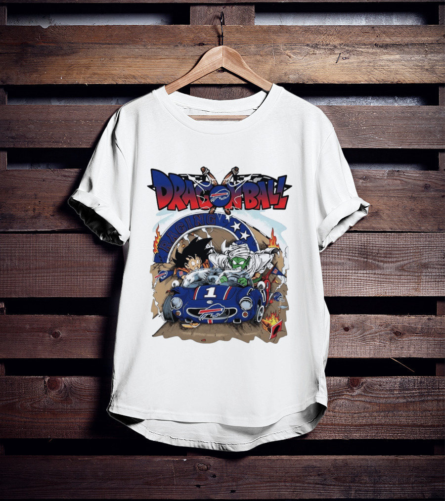 Buffalo Bills Dragon Ball Racing Goku Piccolo Driving Blue Car T-Shirt