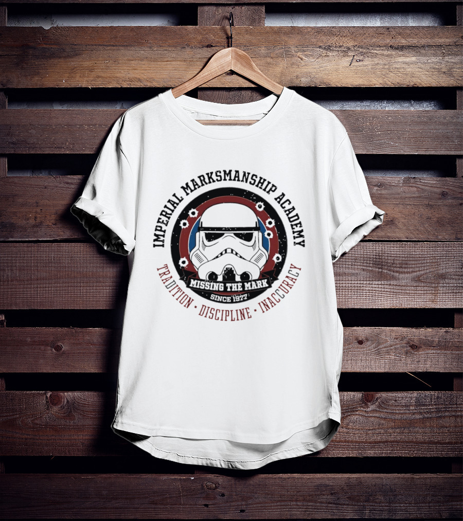 Imperial Marksmanship Academy Missing The Mark Since 1977 Tradition Discipline Inaccuracy Trooper Mask T-Shirt