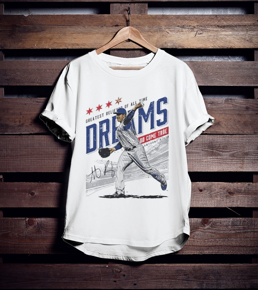 Chicago Cubs Greatest Reliever Of All Time Dreams Do Come True Anthony Rizzo Pitching Stadium Halftone T-Shirt