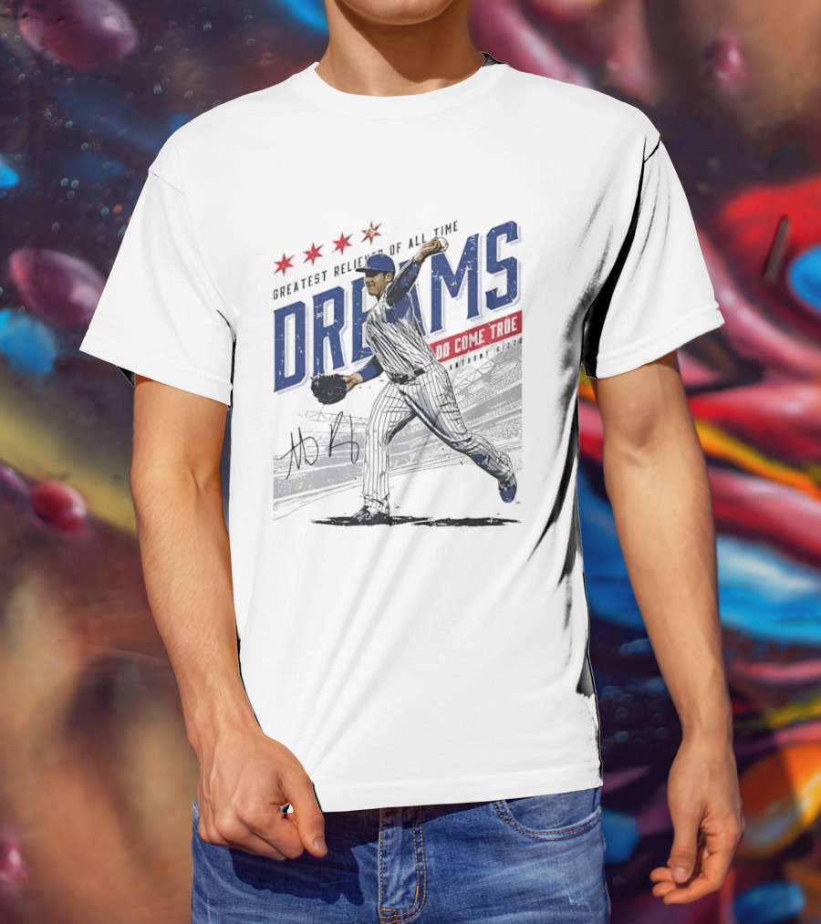 Chicago Cubs Greatest Reliever Of All Time Dreams Do Come True Anthony Rizzo Pitching Stadium Halftone T-Shirt