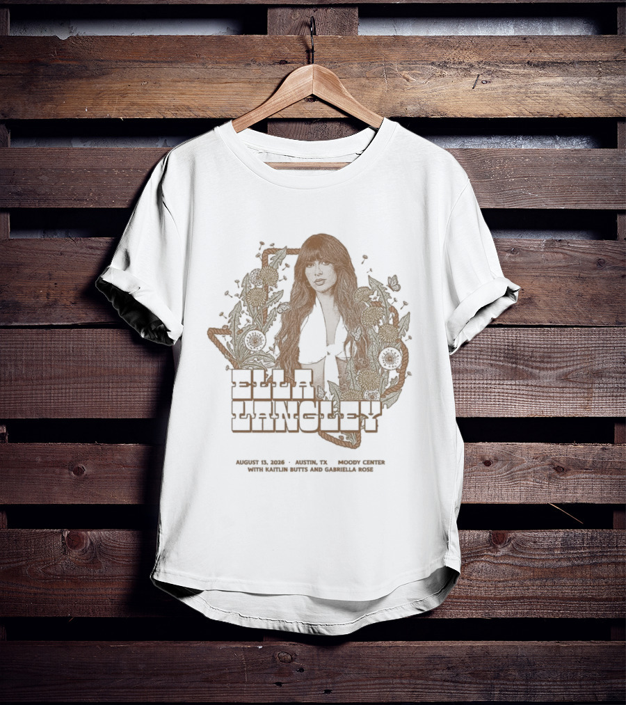 Ella Langley Moody Center 2026 Tour Austin Texas August 13th Vintage Floral Texas Map T-Shirt