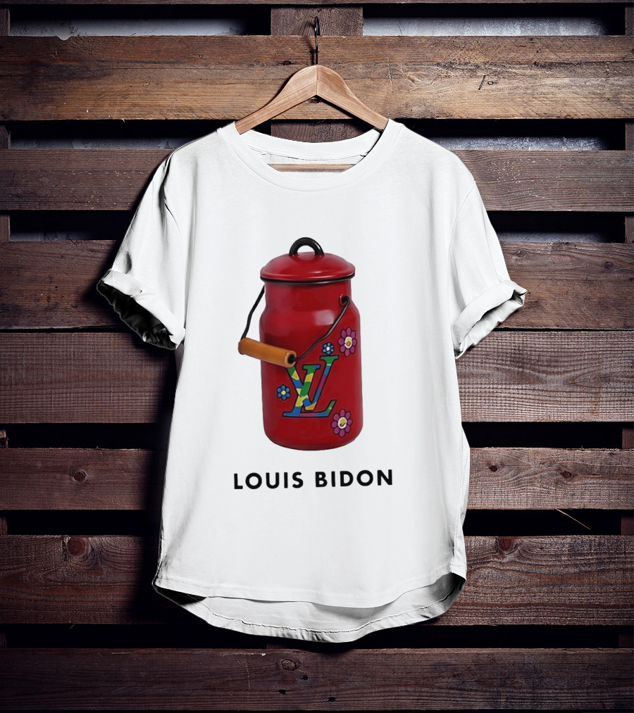 Louis Bidon Milk Jug Red Enamel Rainbow Monogram Flowers T-Shirt