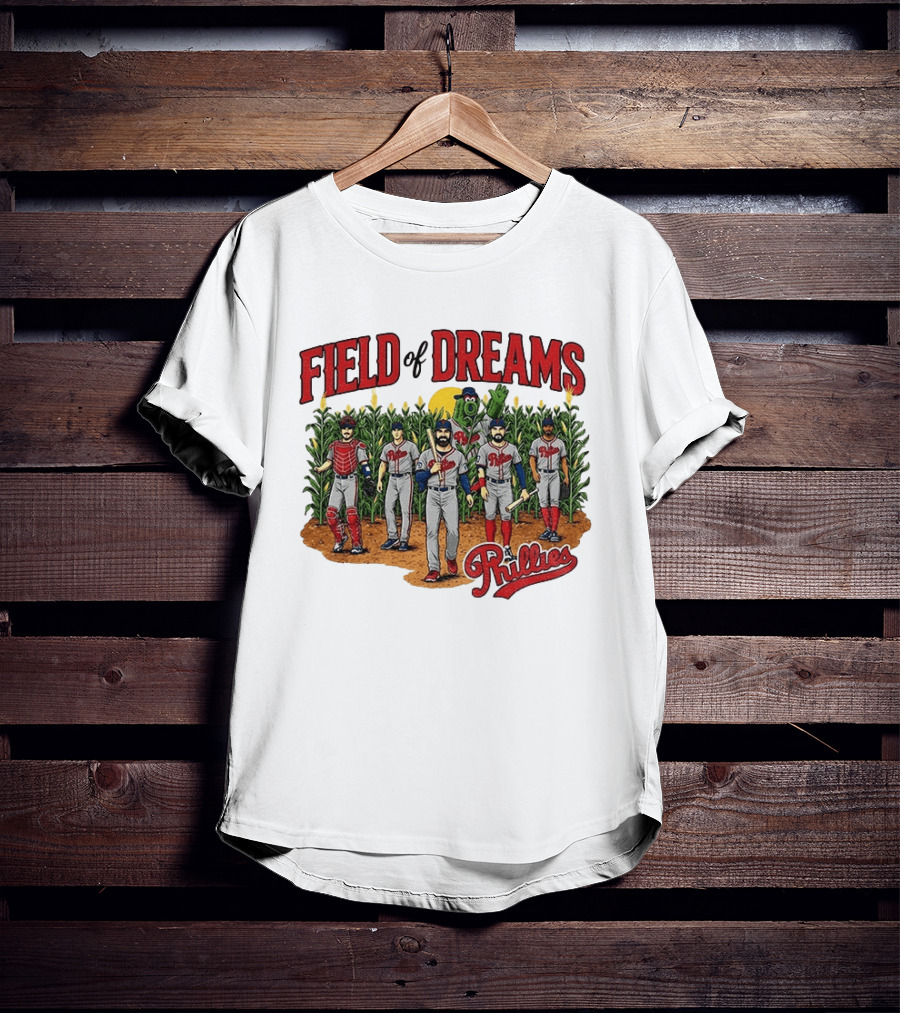 Field Of Dreams Phillies Philadelphia Baseball Players Cornfield Scene T-Shirt